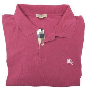 Burberry Brit Pink Nova Check Plaid Trim Polo